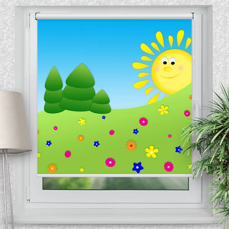 Klemmfix Rollo "Sonne und Wiese" | Motiv-Klemmrollo