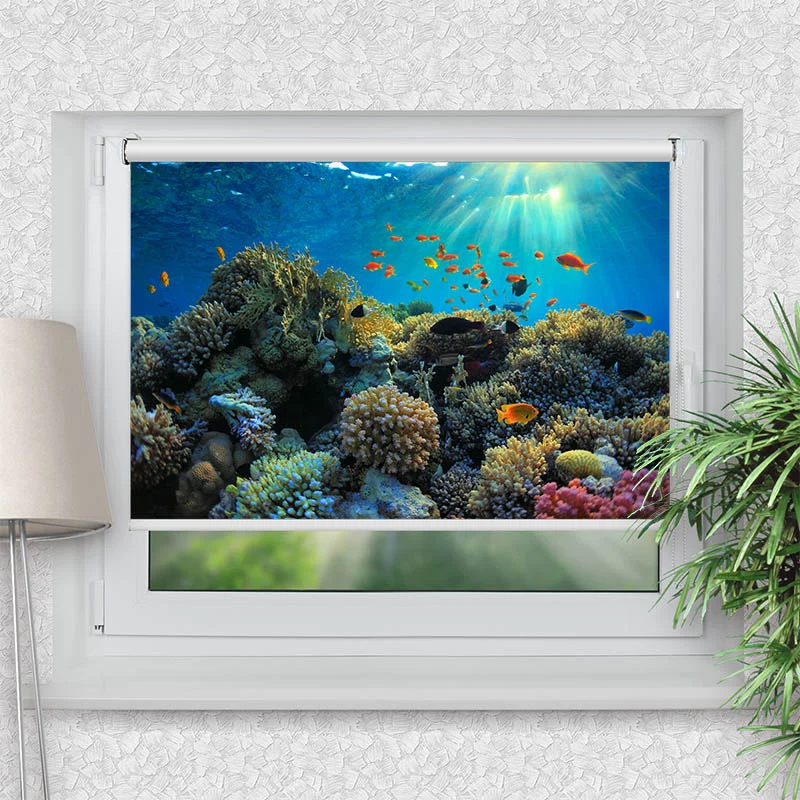 Klemmfix Rollo "Fische im Ozean" | Motiv-Klemmrollo