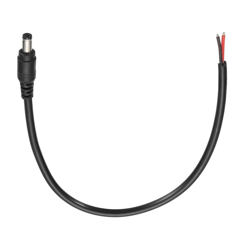 DC Power Pigtail Cable, 30cm/1FT 18AWG 5.5x2.1mm Male Barrel Plug