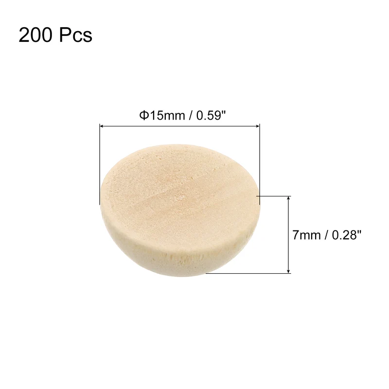 200Pcs Half Wood Beads, 15mm Unfinished Hemisphere Balls Round Natural Beads