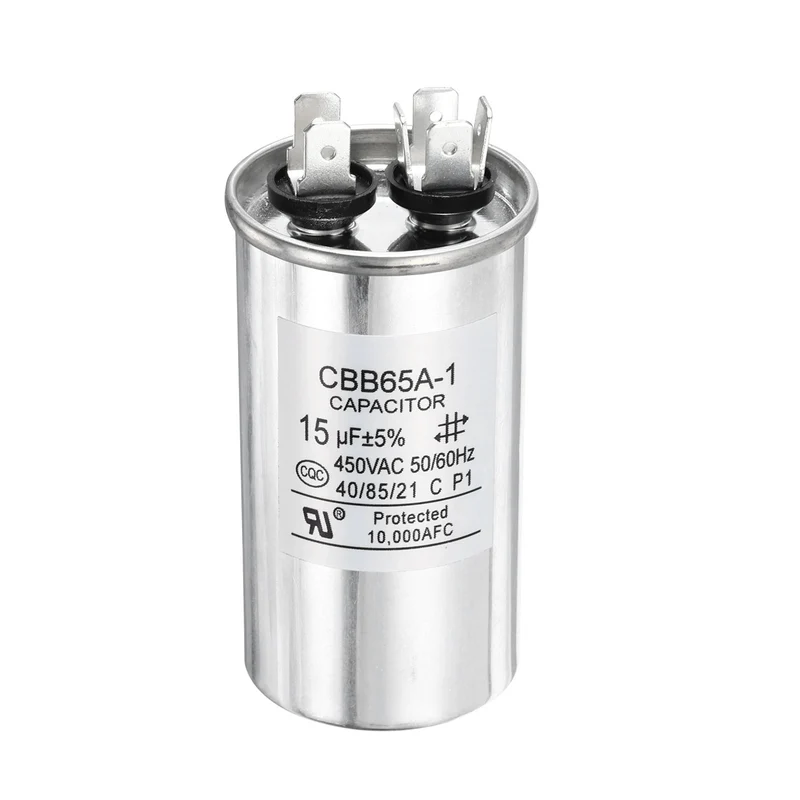 1 Pcs CBB65 Run Capacitor, Aluminum Case, 450V 15 F 5%