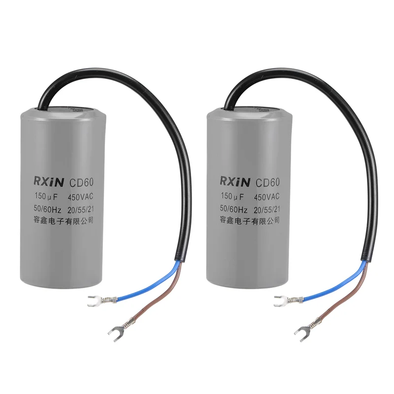 150uf Motor Star Capacitor 150mfd AC 450V for Single-Phase 50/60Hz AC Motor 2Pcs