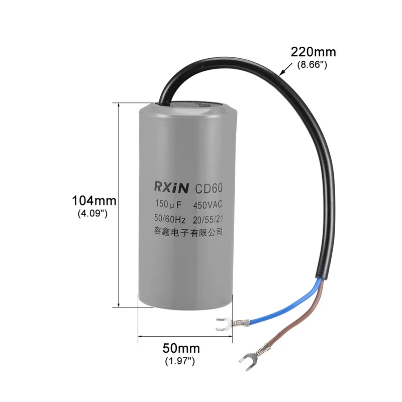150uf Motor Star Capacitor 150mfd AC 450V for Single-Phase 50/60Hz AC Motor 2Pcs