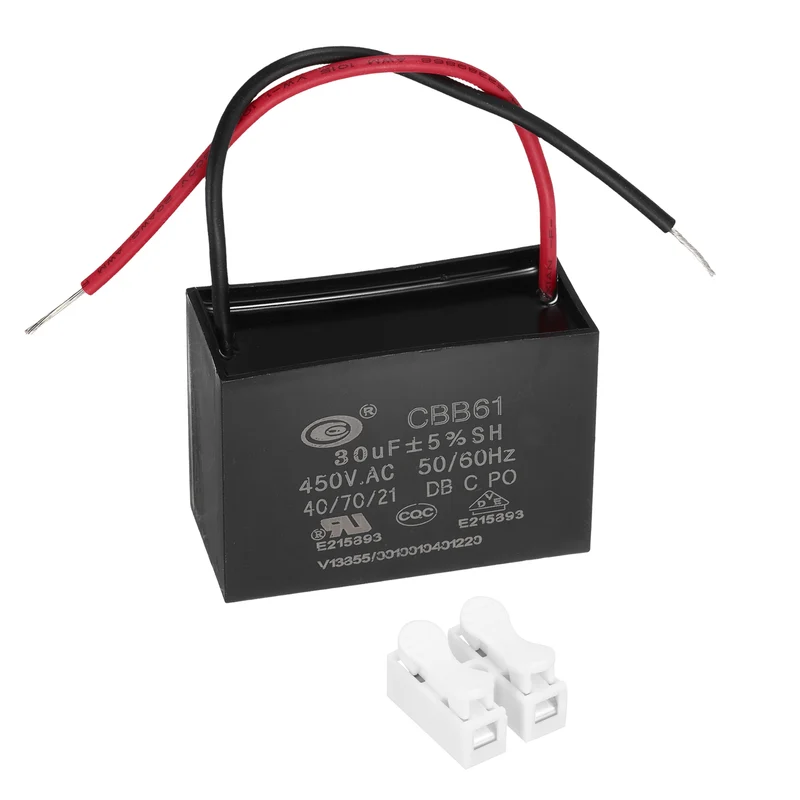30uF 450V AC 2 Wires CBB61 Ceiling Fan Capacitor, 60x41.5x28mm
