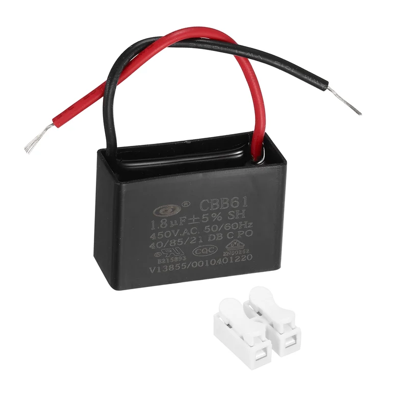 1.8uF 450V AC 2 Wires CBB61 Ceiling Fan Capacitor, 37x25x15.5mm
