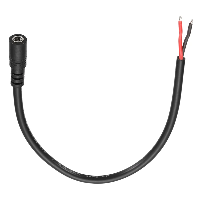 DC Power Pigtail Cable, 30cm/1FT 14AWG 5.5x2.1mm FeMale Barrel Plug