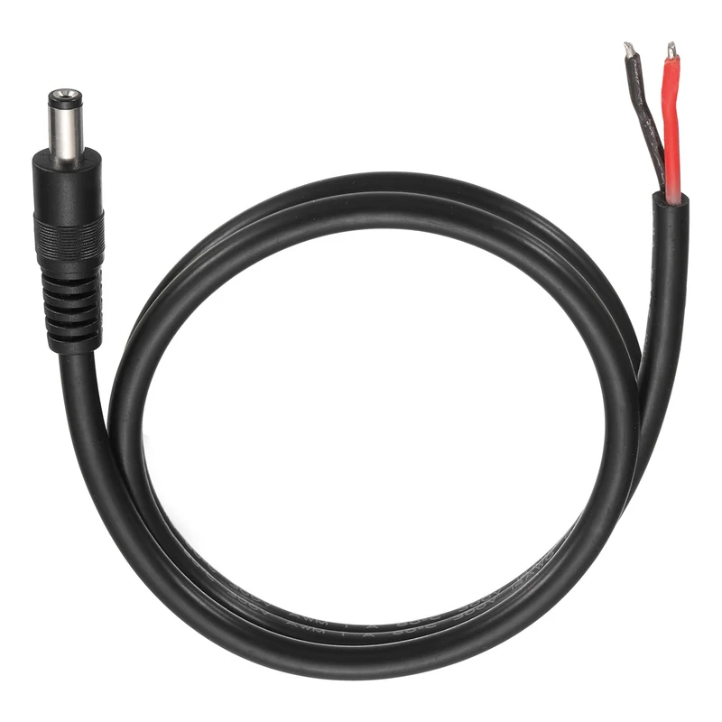DC Power Pigtail Cable, 100cm/3.3FT 14AWG 5.5x2.1mm Male Barrel Plug