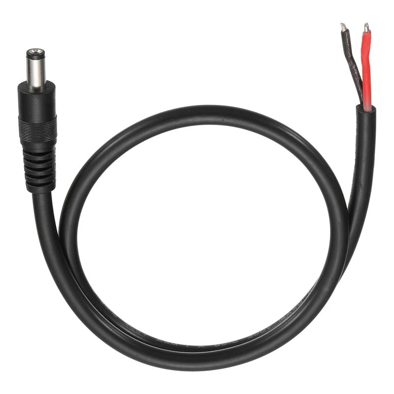 DC Power Pigtail Cable, 50cm/1.6FT 14AWG 5.5x2.1mm Male Barrel Plug