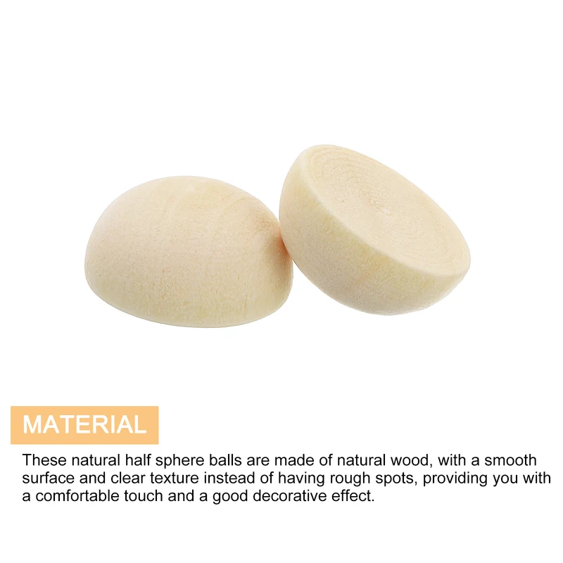 400Pcs Half Wood Beads, 12mm Unfinished Hemisphere Balls Round Natural Beads