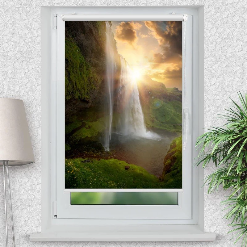 Klemmfix Rollo "Island Klippe Sonne" | Motiv-Klemmrollo
