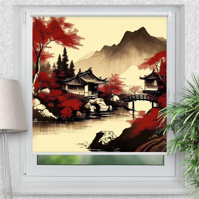 Klemmfix Rollo "China Landschaft" | Motiv-Klemmrollo