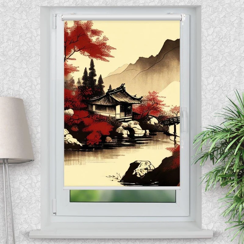 Klemmfix Rollo "China Landschaft" | Motiv-Klemmrollo