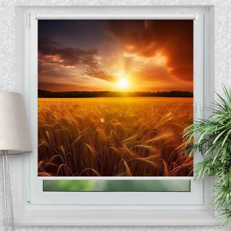 Klemmfix Rollo "Kornfeld Sonnenuntergang" | Motiv-Klemmrollo