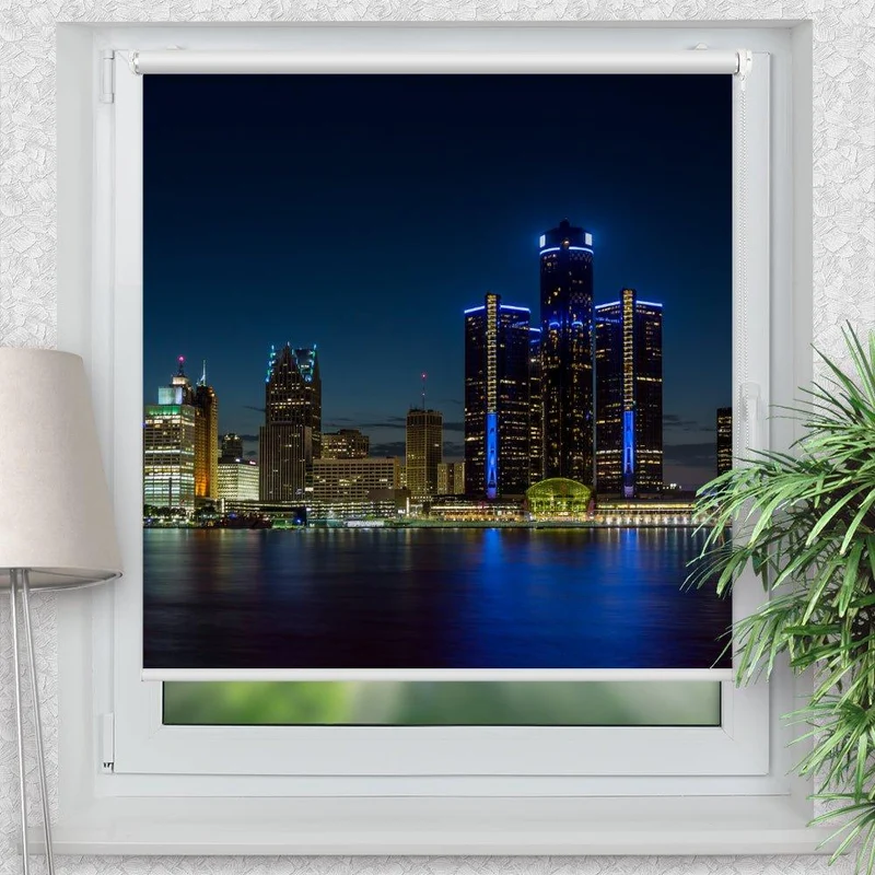 Klemmfix Rollo "Skyline Nacht" | Motiv-Klemmrollo