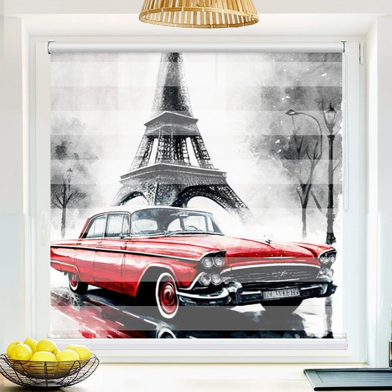 Klemmfix Doppelrollo "Eifelturm Cadillac" | Klemm Doppelrollo