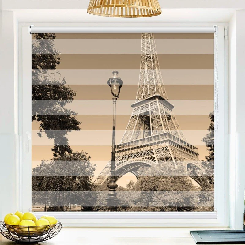 Klemmfix Doppelrollo "Eifelturm Sepia" | Klemm Doppelrollo