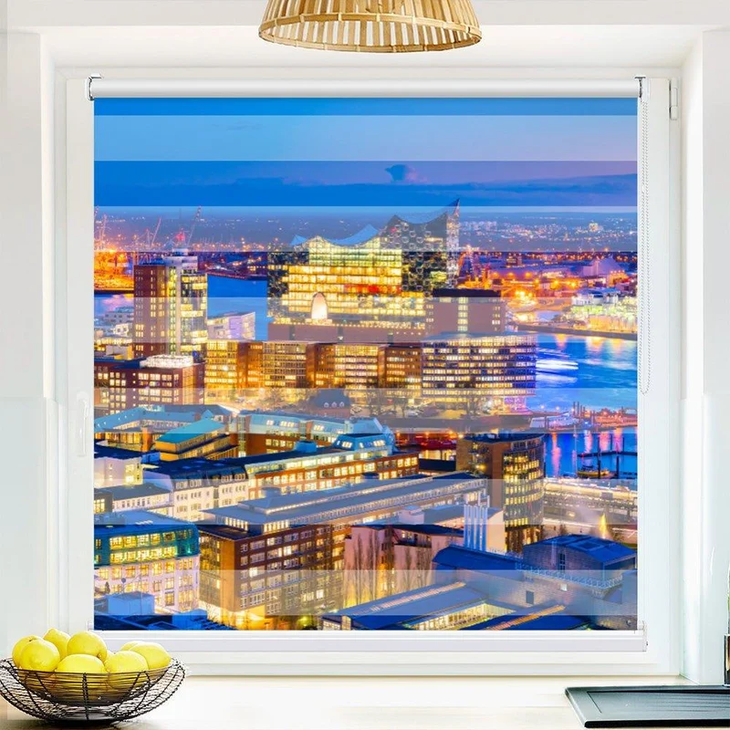 Klemmfix Doppelrollo "Hamburg Skyline" | Klemm Doppelrollo