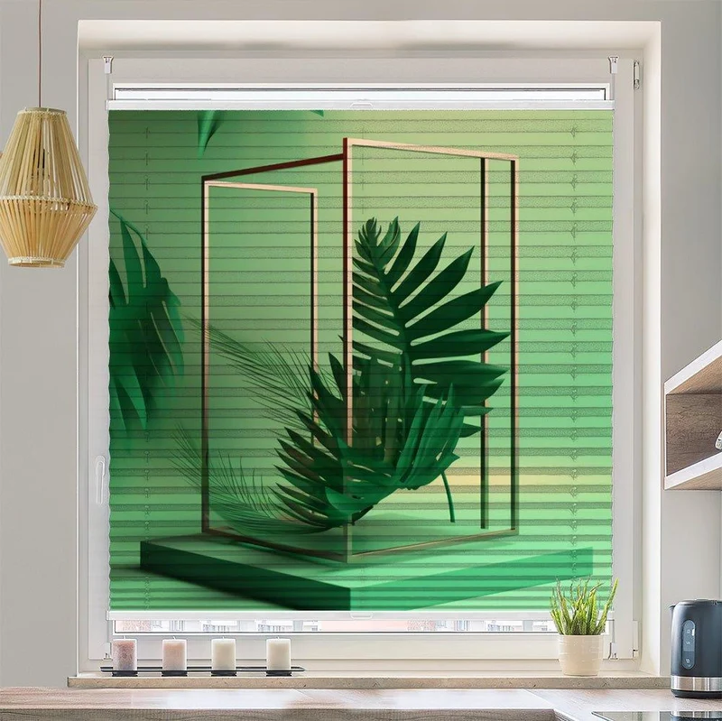 Plissee Motiv "Frame art Palme"