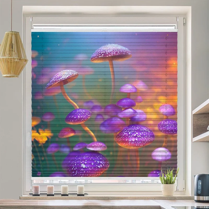 Plissee Motiv "Pilze Blumen abstrakt"