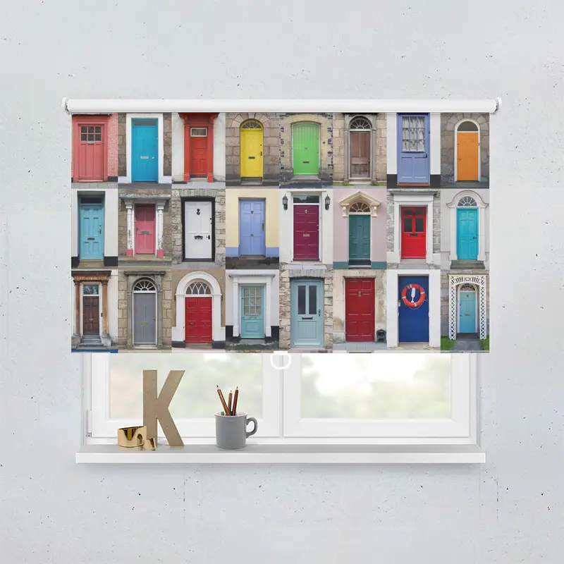 Springrollo Motiv "Bunte Tueren Collage"