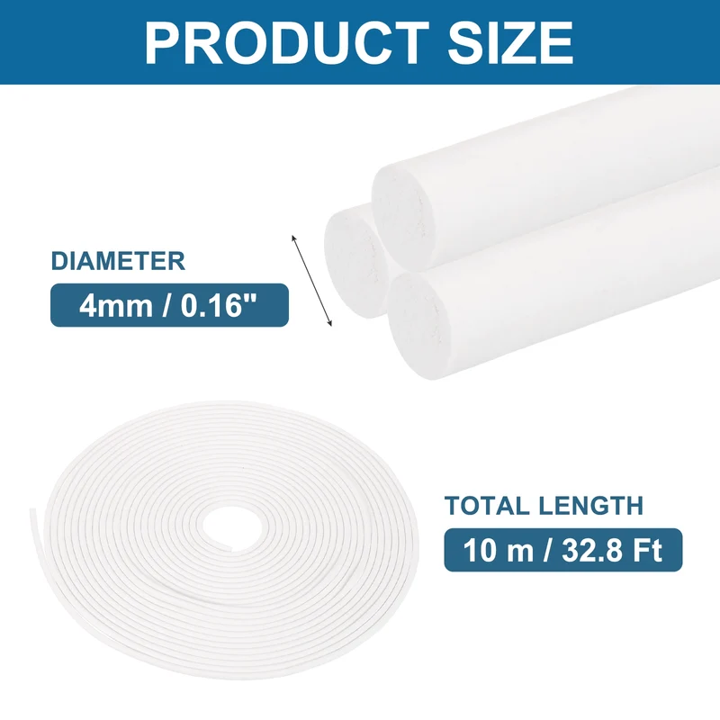 Foam Backer Rod, 4/25" x 32.8Ft Foamed Silicone Foam Caulk Saver, White