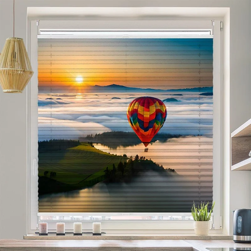 Plissee Motiv "Heissluftballon Berge"
