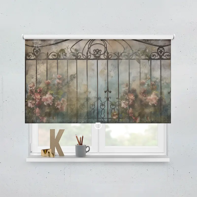 Springrollo Motiv "Eisentor Blumen Vintage"