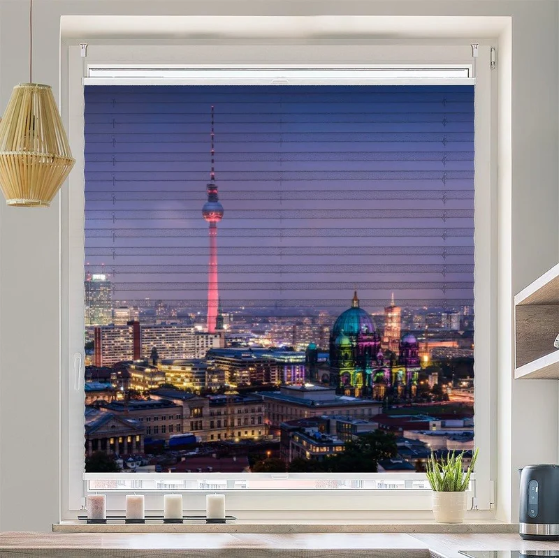 Wabenplissee Motiv "Berlin Skyline Fernsehturm Dom Skyline"