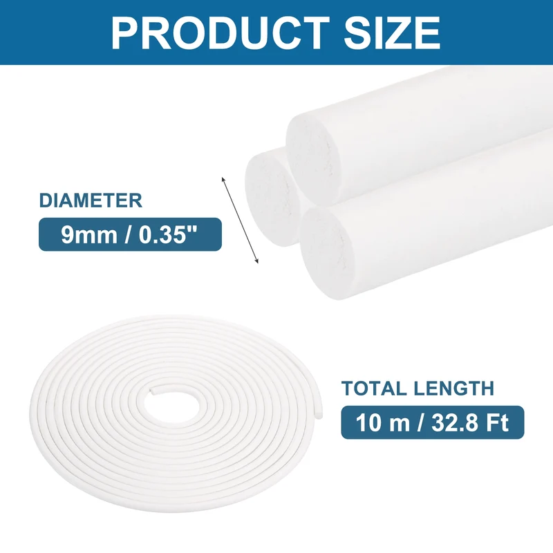 Foam Backer Rod, 11/32" x 32.8Ft Foamed Silicone Foam Caulk Saver, White