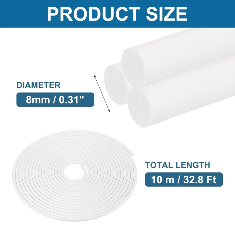 Foam Backer Rod, 5/16" x 32.8Ft Foamed Silicone Foam Caulk Saver, White