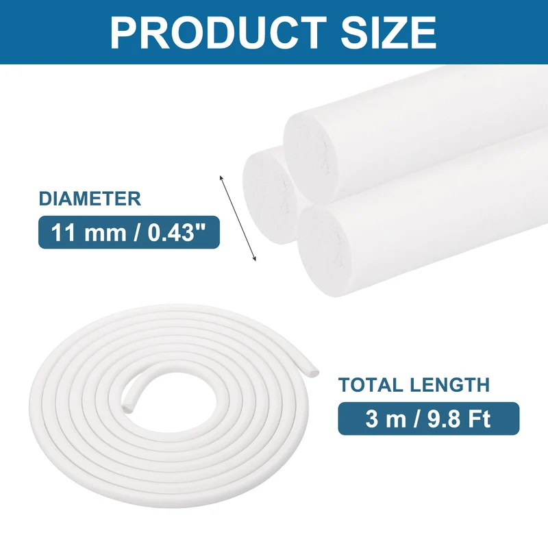 Foam Backer Rod, 27/64" x 9.8Ft Foamed Silicone Foam Caulk Saver, White
