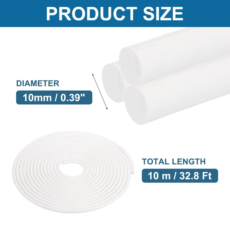 Foam Backer Rod, 25/64" x 32.8Ft Foamed Silicone Foam Caulk Saver, White