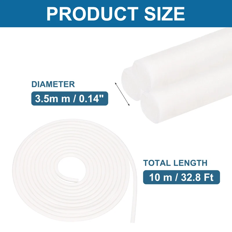 Foam Backer Rod, 9/64" x 32.8Ft Foamed Silicone Foam Caulk Saver, White