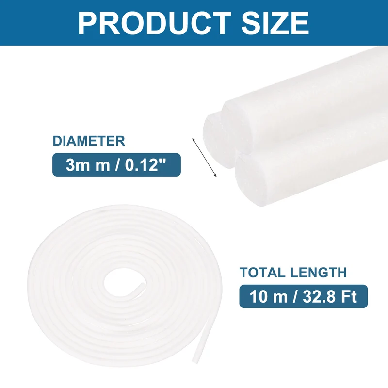 Foam Backer Rod, 3/25" x 32.8Ft Foamed Silicone Foam Caulk Saver, White