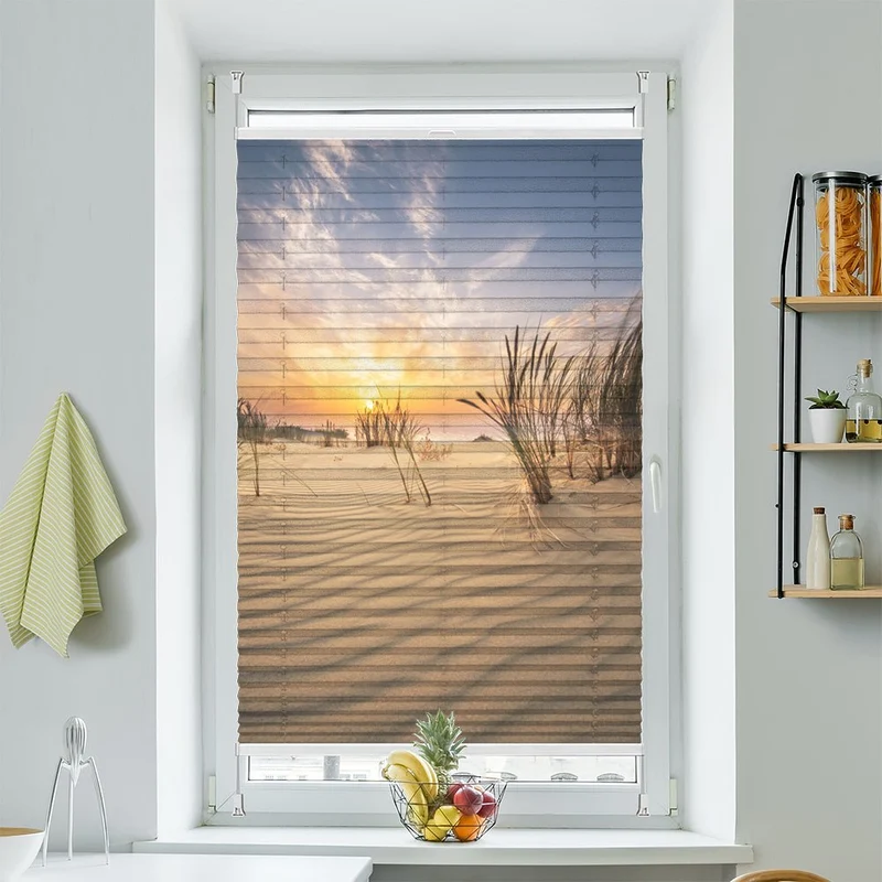 Wabenplissee Motiv "Düne Strand Seegras"