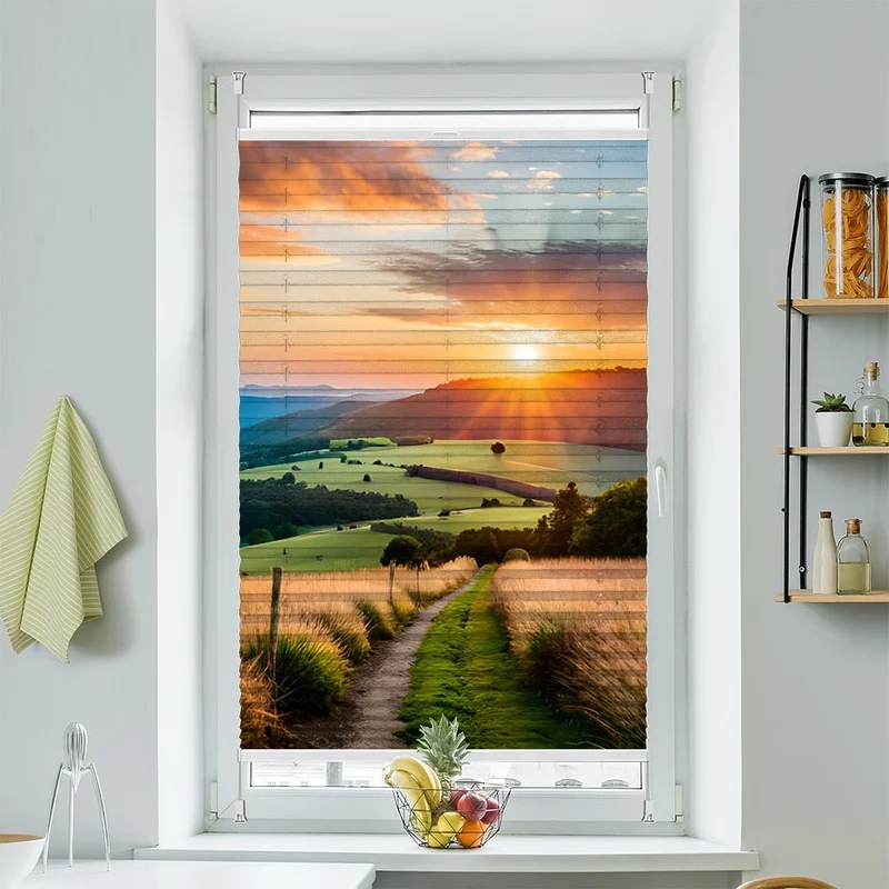 Wabenplissee Motiv "Landschaft Kornfeld"