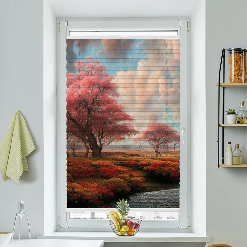 Wabenplissee Motiv "Landschaft Fantasie"