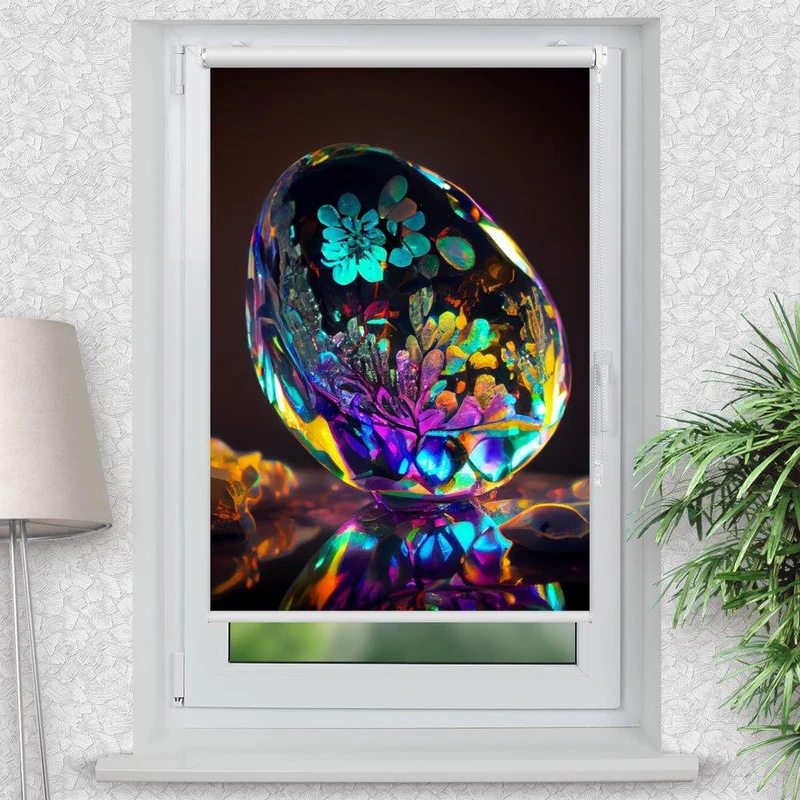 Klemmfix Rollo "Kristall bunt Opal" | Motiv-Klemmrollo