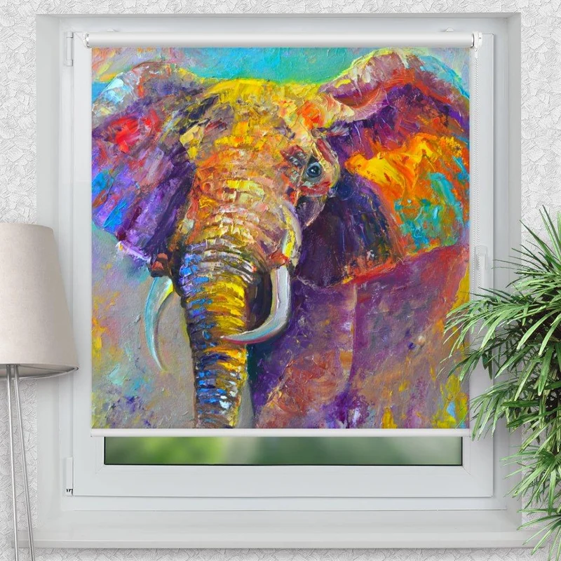 Klemmfix Rollo "Elefant bunt" | Motiv-Klemmrollo