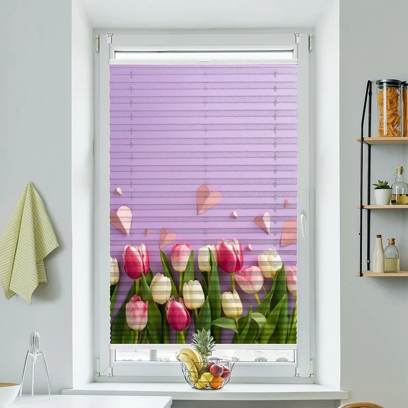 Plissee Motiv "Tulpen lila Hintergrund"