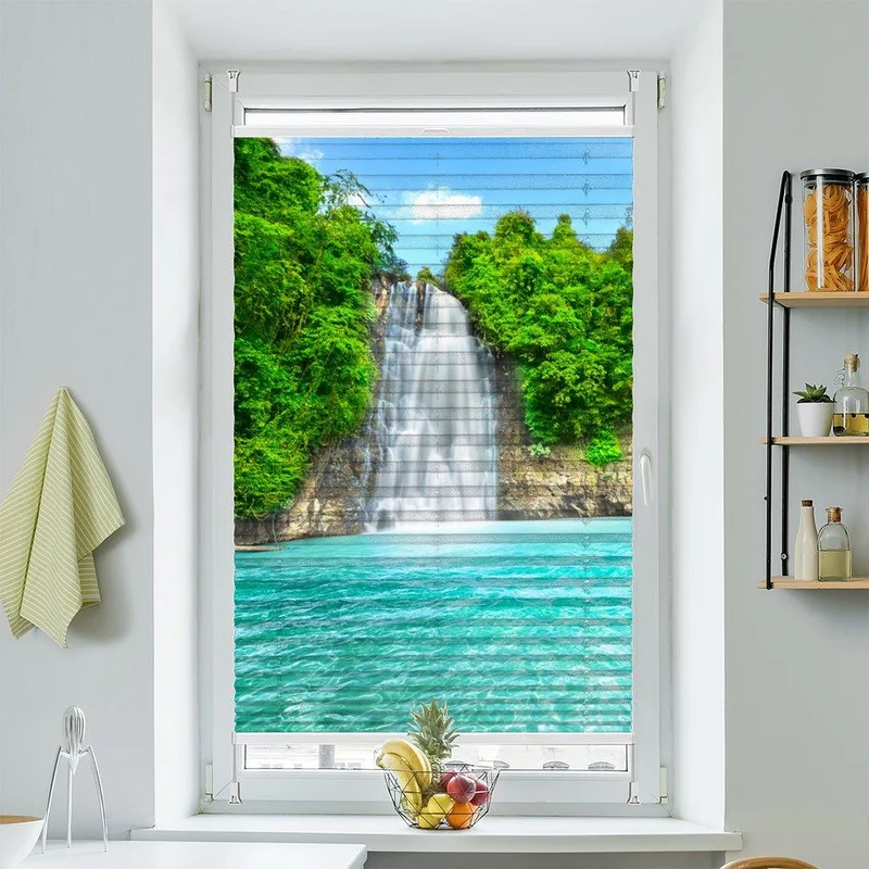 Plissee Motiv "Lotusblume Wasserfall"
