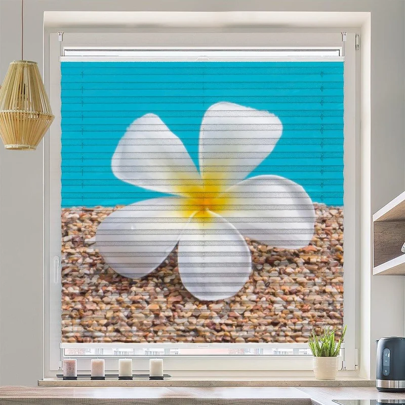 Plissee Motiv "Frangipani Wasser"