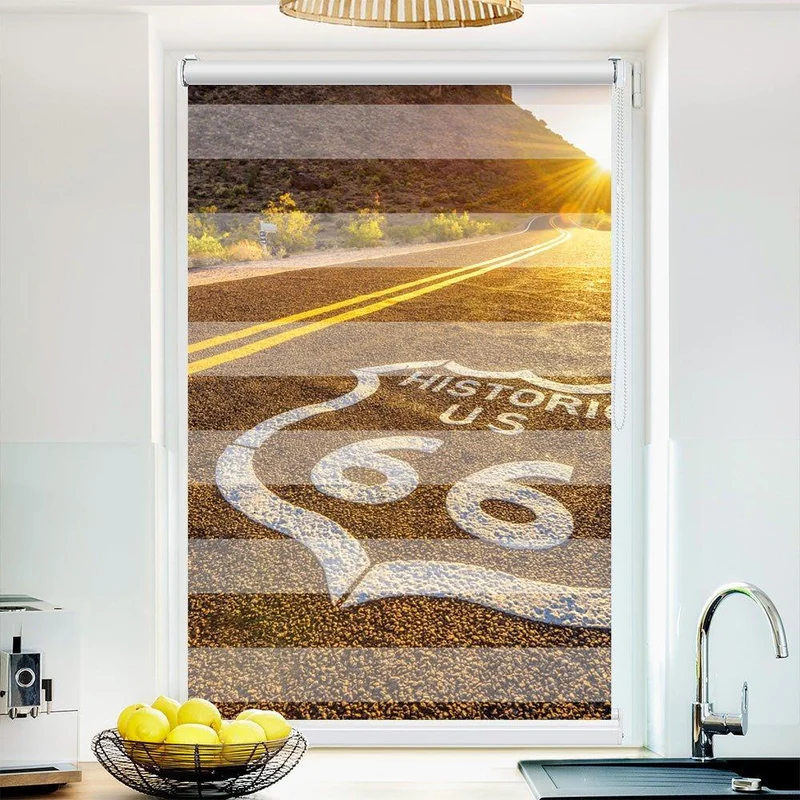 Klemmfix Doppelrollo "Route 66 Sonnenuntergang" | Klemm Doppelrollo