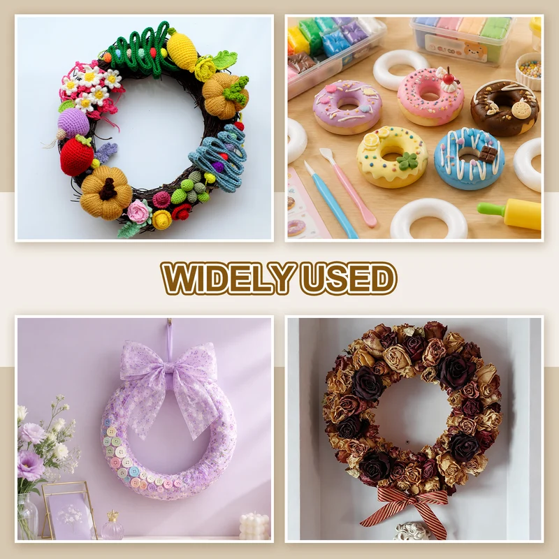1 Pcs Craft Foam Wreath, 30cm/11.81" Round Craft Rings for Decoration DIY, White