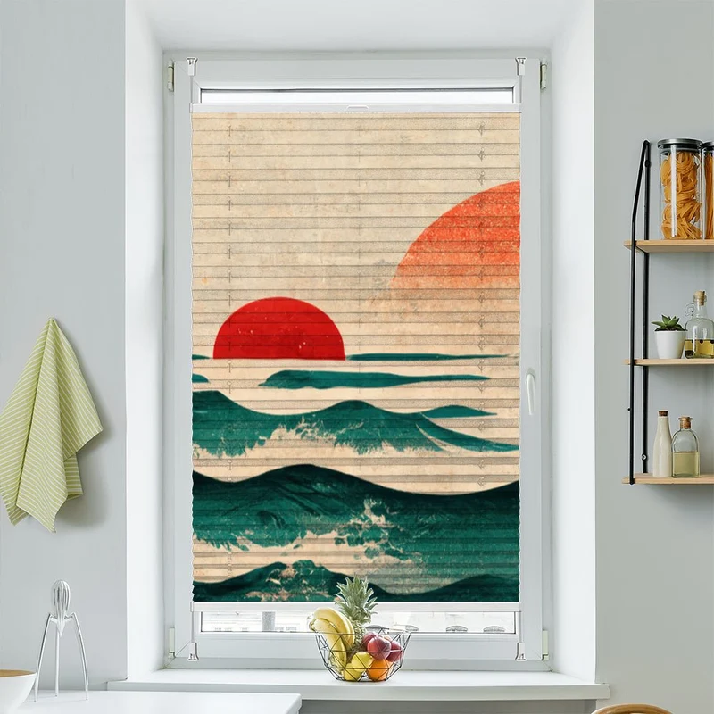 Wabenplissee Motiv "Asiatisch Meer"