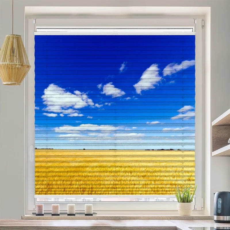 Wabenplissee Motiv "Weizenfeld blauer Himmel"