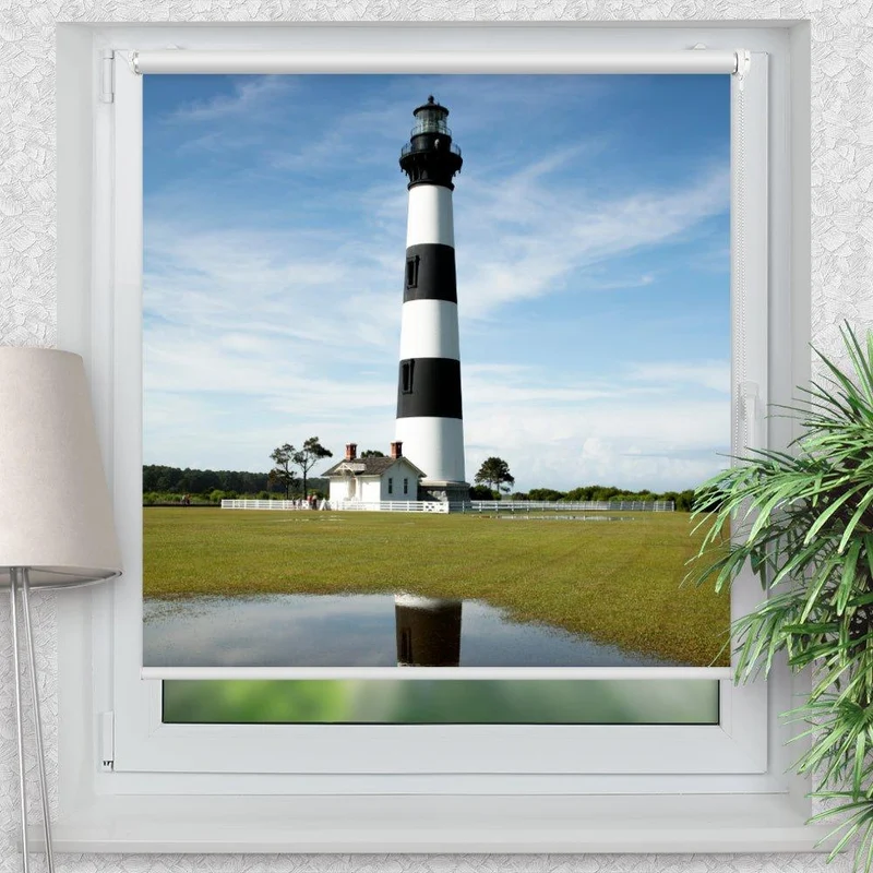 Klemmfix Rollo "Leuchtturm Island" | Motiv-Klemmrollo