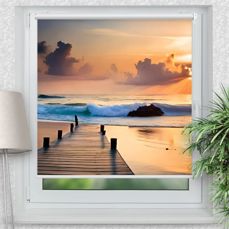 Klemmfix Rollo "Strand Steg Meer" | Motiv-Klemmrollo