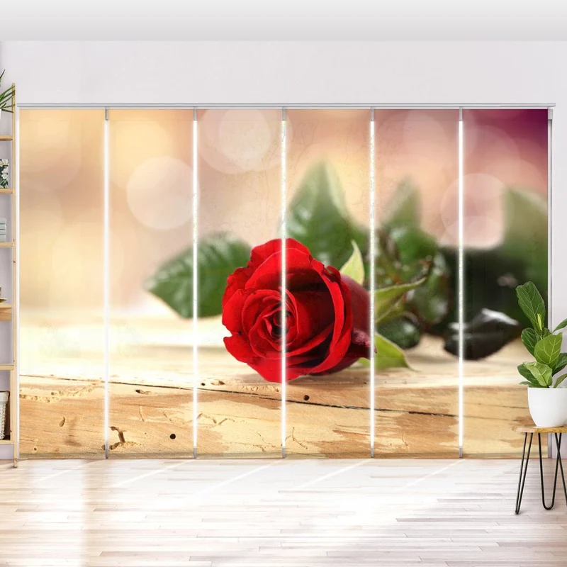 Schiebegardine Motiv "Rote Rose vintage"