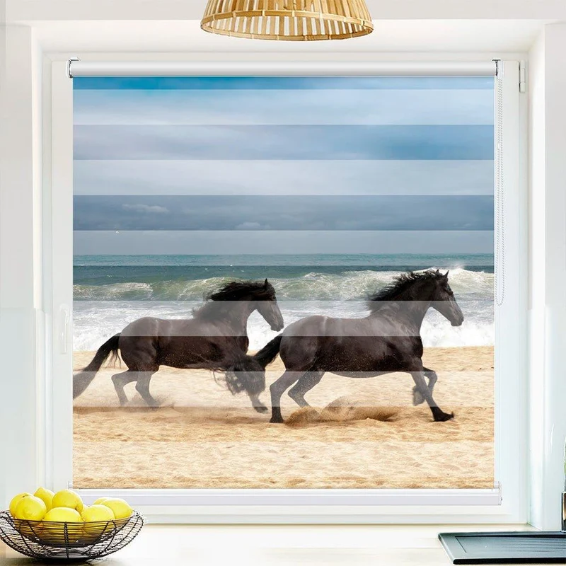 Klemmfix Doppelrollo "Pferde Strand" | Klemm Doppelrollo